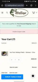 FreeSteak coupon verification screenshot