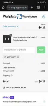 WW10OFF coupon verification screenshot