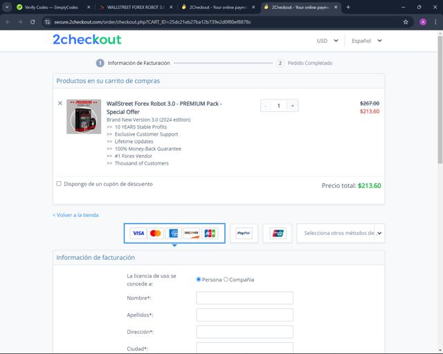 Wall Street Forex checkout page showing Wall Street Forex promo code box | Screenshot taken by SimplyCodes community member on Sep 19, 2024