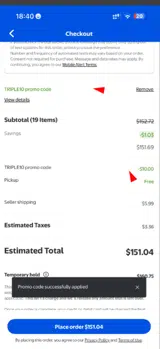 Walmart Grocery coupon verification screenshot