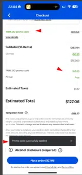 Walmart Grocery coupon verification screenshot