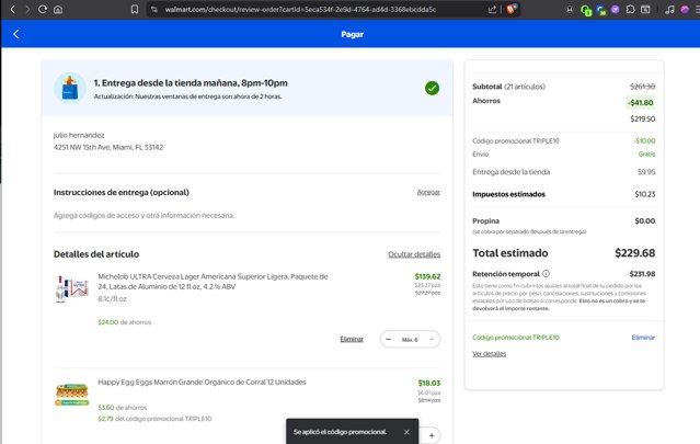Walmart Grocery checkout page showing Walmart Grocery promo code box | Screenshot taken by SimplyCodes community member on Jul 23, 2025