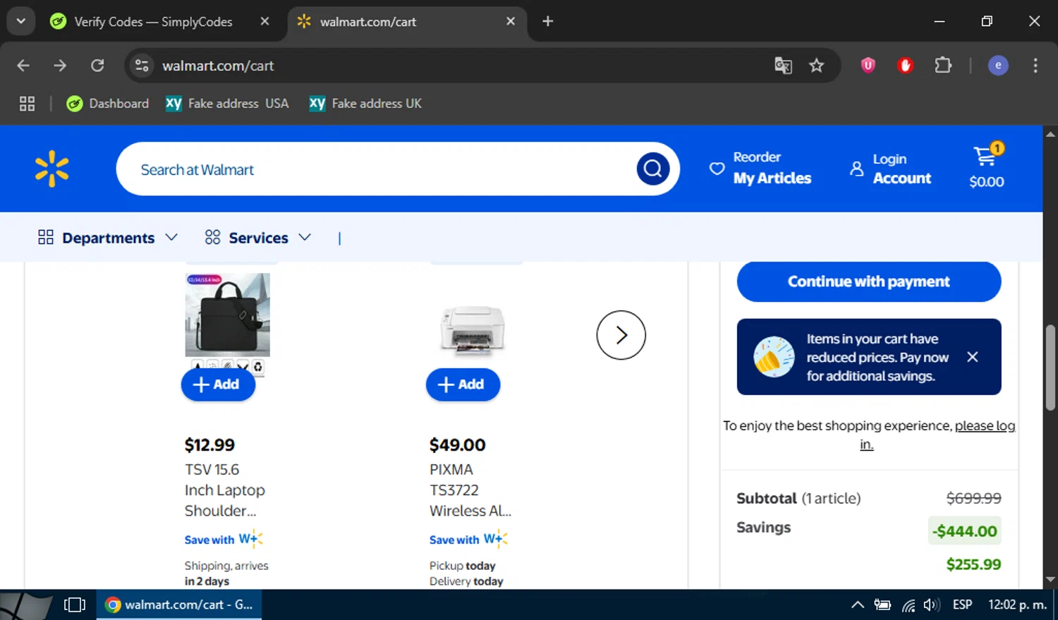 Walmart Grocery promo code screenshot showing code Plus applied at Walmart Grocery checkout page. Uploaded by SimplyCodes community member Eliot_force on Jun 10, 2025