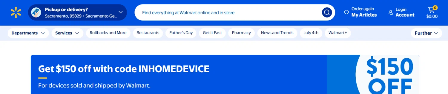 Walmart Photo promo code screenshot showing code INHOMEDEVICE applied at Walmart Photo checkout page. Uploaded by SimplyCodes community member PaulSkenes on Jun 20, 2026