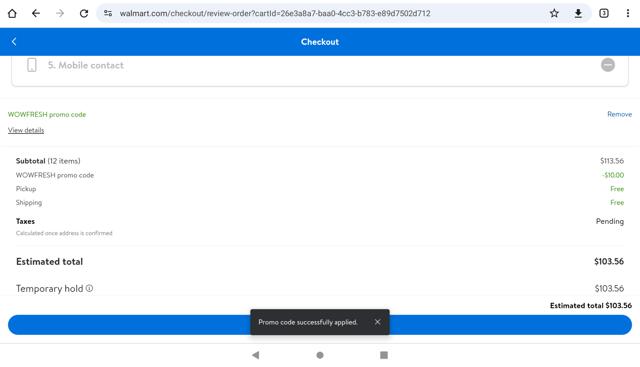 Walmart Plus checkout page showing Walmart Plus promo code box | Screenshot taken by SimplyCodes community member on Oct 27, 2023