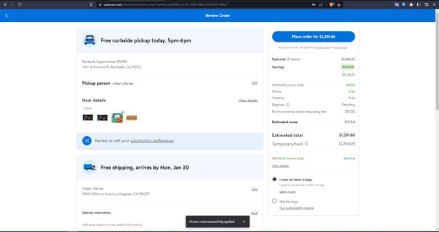 Walmart Plus checkout page showing Walmart Plus promo code box | Screenshot taken by SimplyCodes community member on Jan 27, 2023