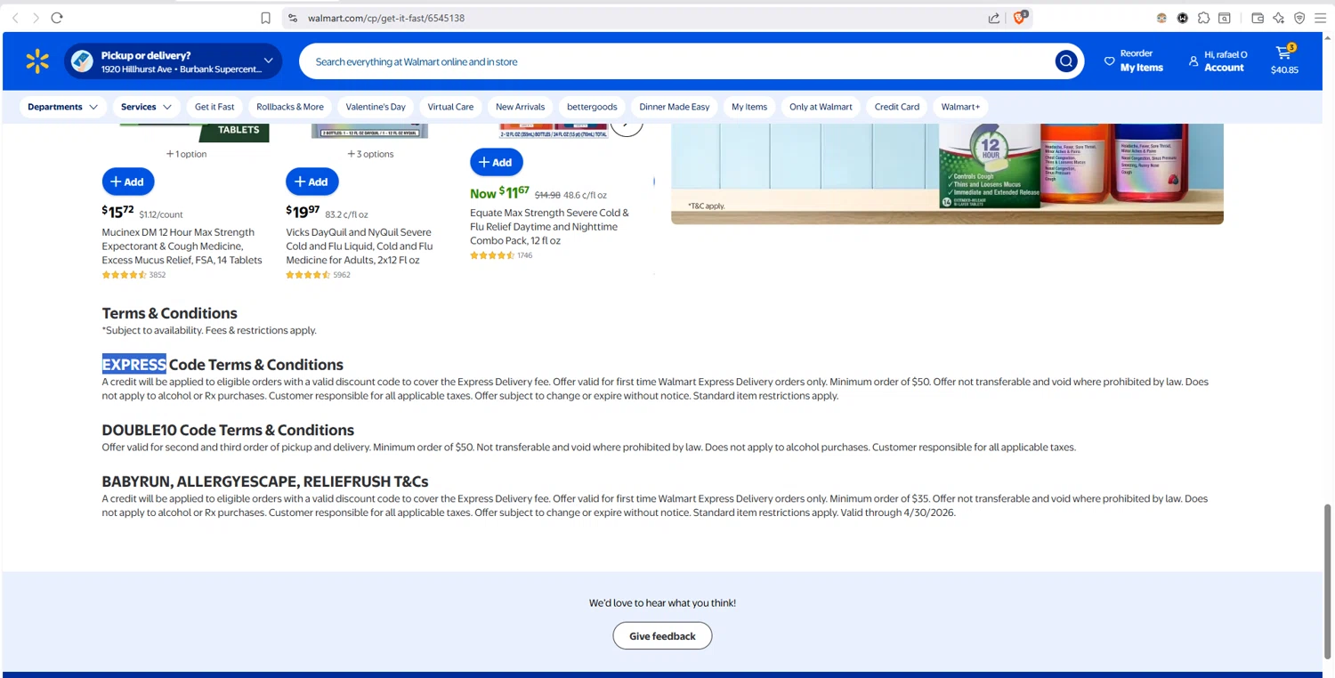 Walmart Plus checkout page showing Walmart Plus promo code box | Screenshot taken by SimplyCodes community member on Feb 14, 2026