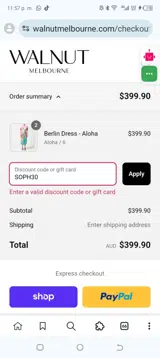 SOPH30 coupon verification screenshot
