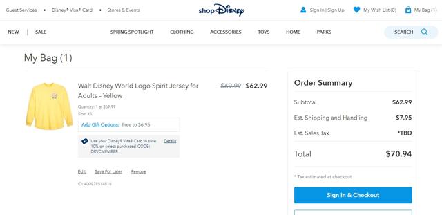 Walt Disney World checkout page showing Walt Disney World promo code box | Screenshot taken by SimplyCodes community member on May 7, 2021