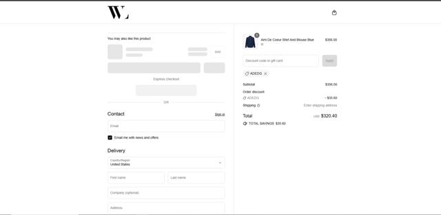 Wanan Luxury checkout page showing Wanan Luxury discount code box | Screenshot taken by SimplyCodes community member on Sep 11, 2025