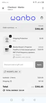 MOZART1-JAVI coupon verification screenshot