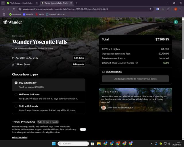 Wander checkout page showing Wander discount code box | Screenshot taken by SimplyCodes community member on Mar 11, 2025