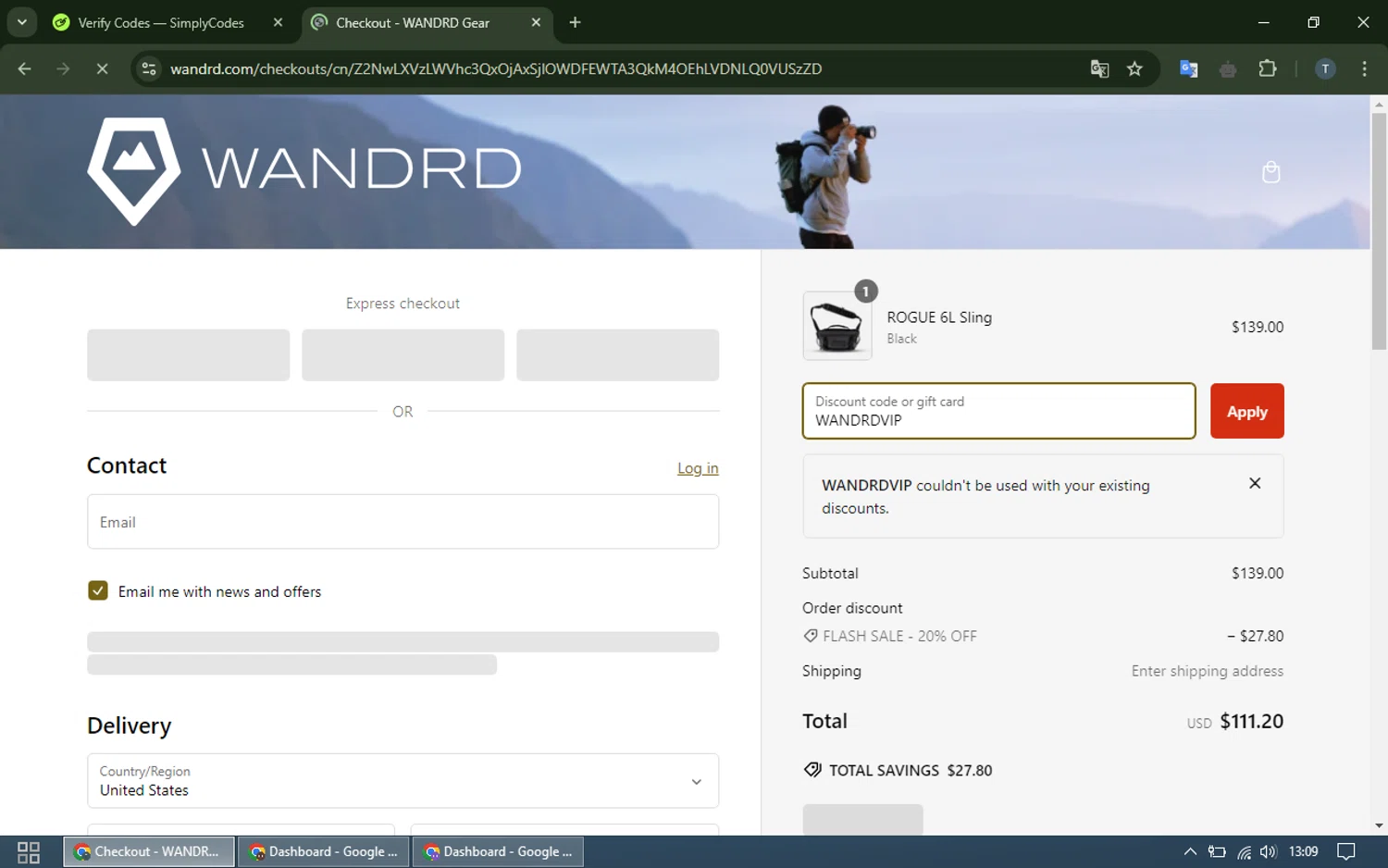 where to use Wandrd promo code box