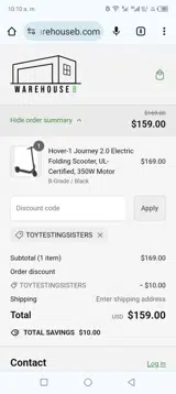 Toytestingsisters coupon verification screenshot