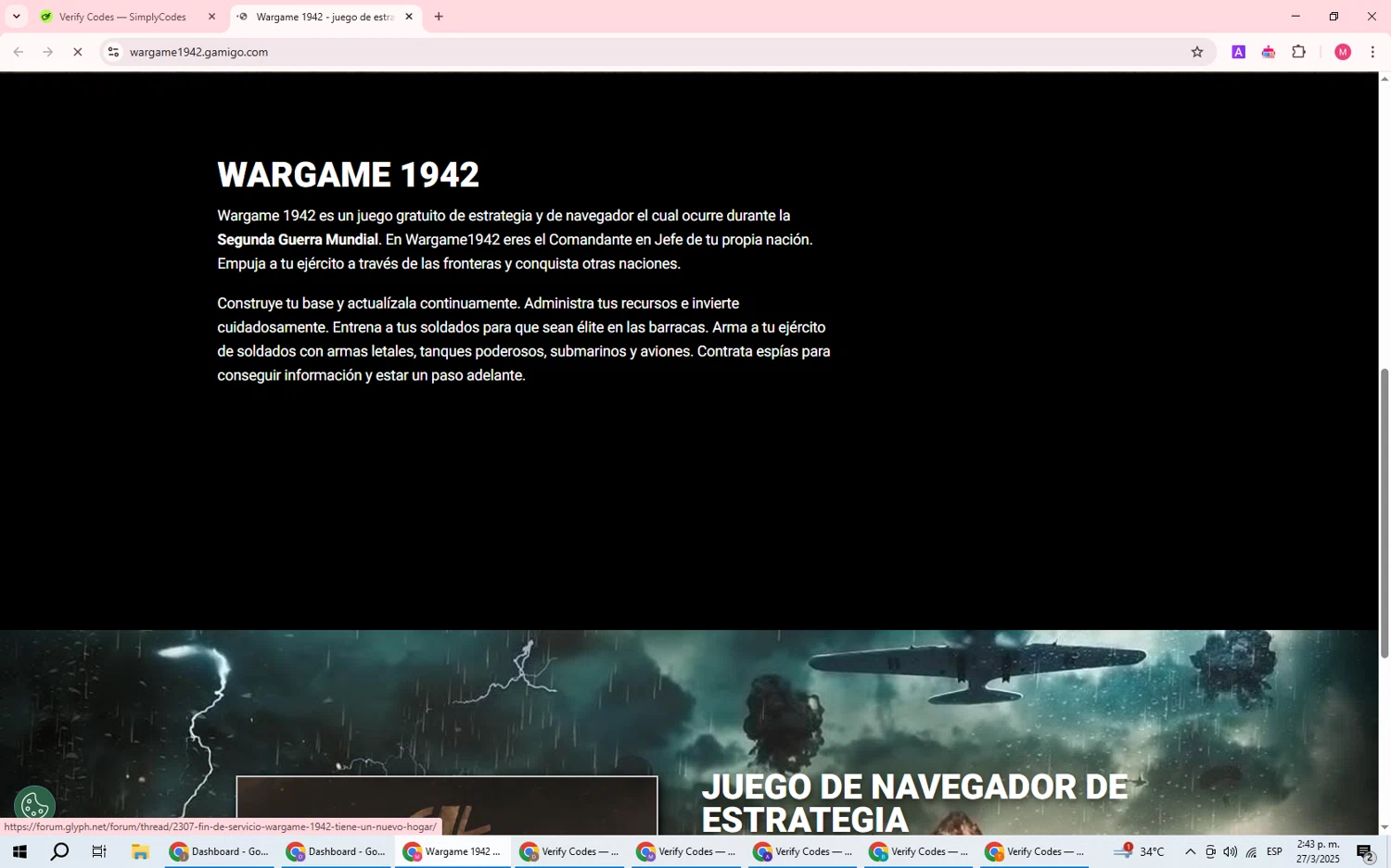 Wargame 1942 promo code screenshot showing code WINTER20 applied at Wargame 1942 checkout page. Uploaded by SimplyCodes community member DealWizard5321 on Mar 27, 2025