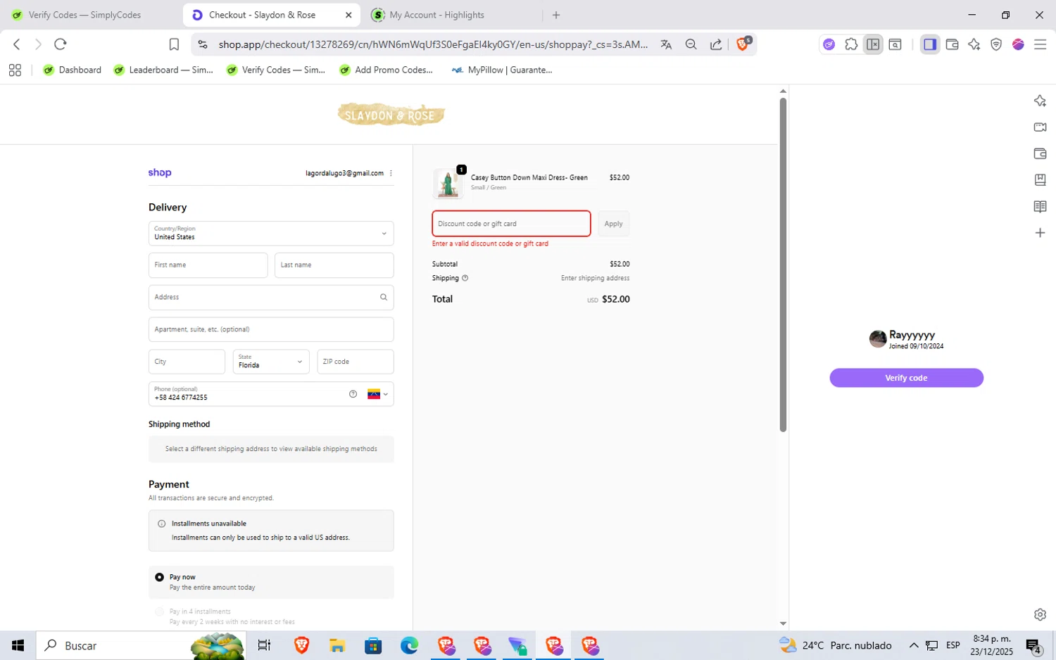Warhammer promo code screenshot showing code SM210 applied at Warhammer checkout page. Uploaded by SimplyCodes community member Rayyyyyy on Dec 24, 2025