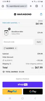ALISON15 coupon verification screenshot