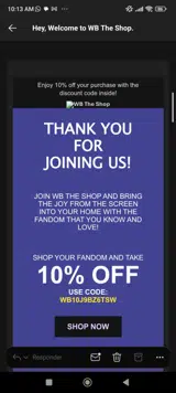 WB10J9BZ6TSW coupon verification screenshot