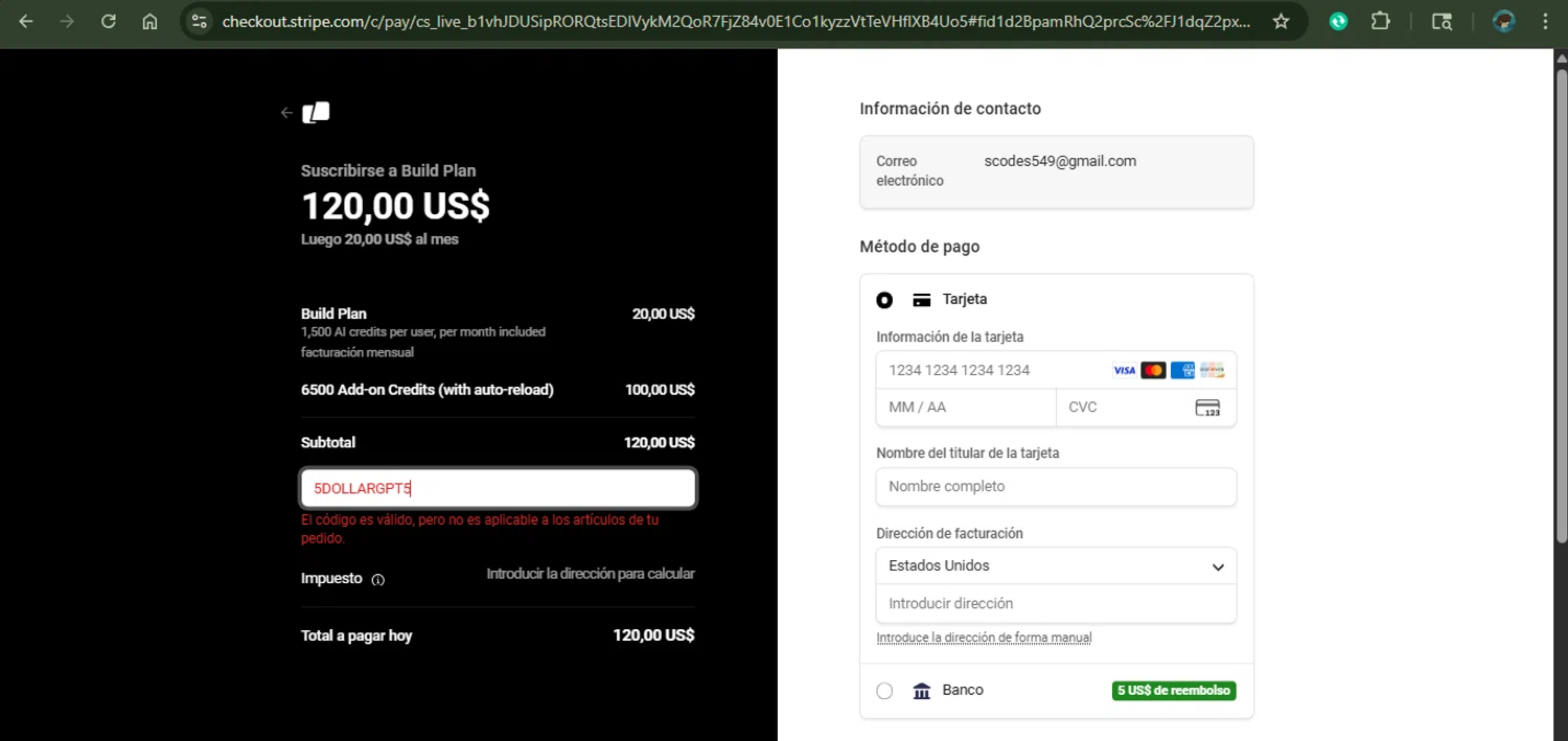 Warp promo code screenshot showing code 5DOLLARGPT5 applied at Warp checkout page. Uploaded by SimplyCodes community member MariaCorinaMachado on Nov 14, 2025