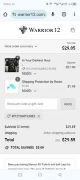 W12tightlines coupon verification screenshot
