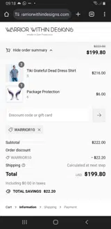 Warrior Within Designs coupon verification screenshot
