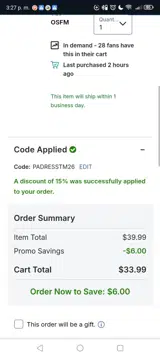 PADRESSTM26 coupon verification screenshot
