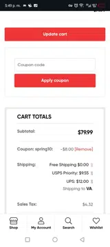 spring10 coupon verification screenshot