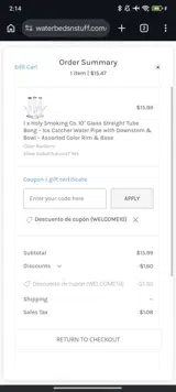 Waterbeds 'n' Stuff coupon verification screenshot