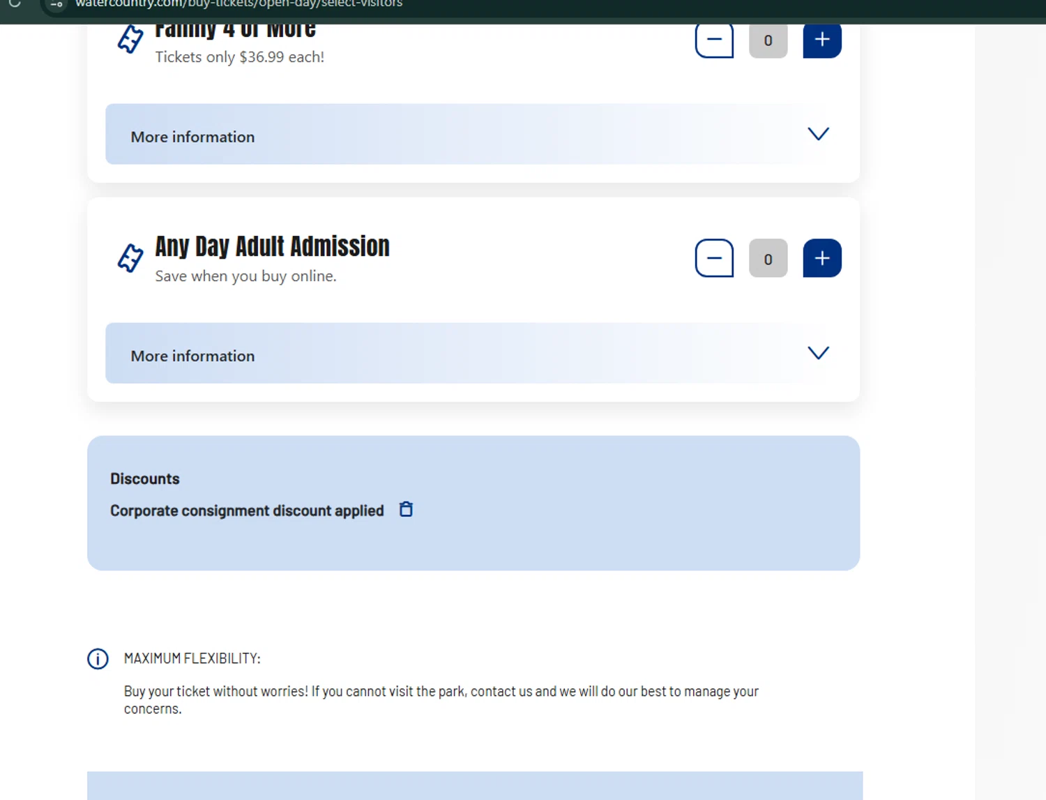 Water Country checkout page showing Water Country promo code box | Screenshot taken by SimplyCodes community member on Jul 27, 2025