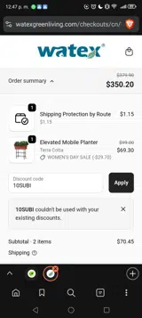 10SUBI coupon verification screenshot