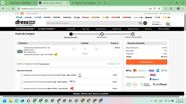 WaveINN checkout page showing WaveINN promo code box | Screenshot taken by SimplyCodes community member on Aug 30, 2025