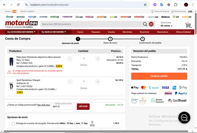WaveINN checkout page showing WaveINN promo code box | Screenshot taken by SimplyCodes community member on Sep 4, 2025