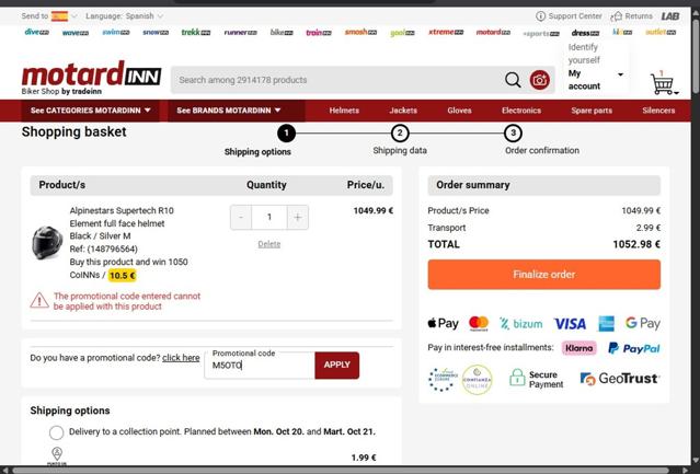 WaveINN checkout page showing WaveINN promo code box | Screenshot taken by SimplyCodes community member on Oct 3, 2025