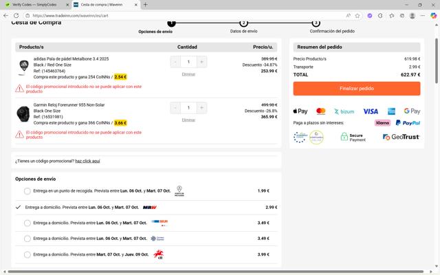 WaveINN checkout page showing WaveINN promo code box | Screenshot taken by SimplyCodes community member on Oct 3, 2025