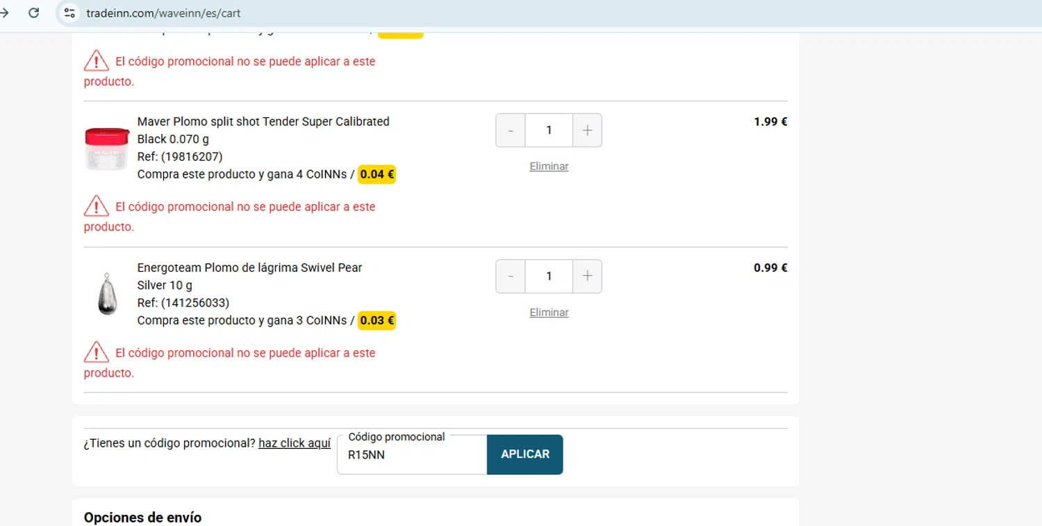 WaveINN promo code screenshot showing code R15NN applied at WaveINN checkout page. Uploaded by SimplyCodes community member Lismar on Dec 27, 2025