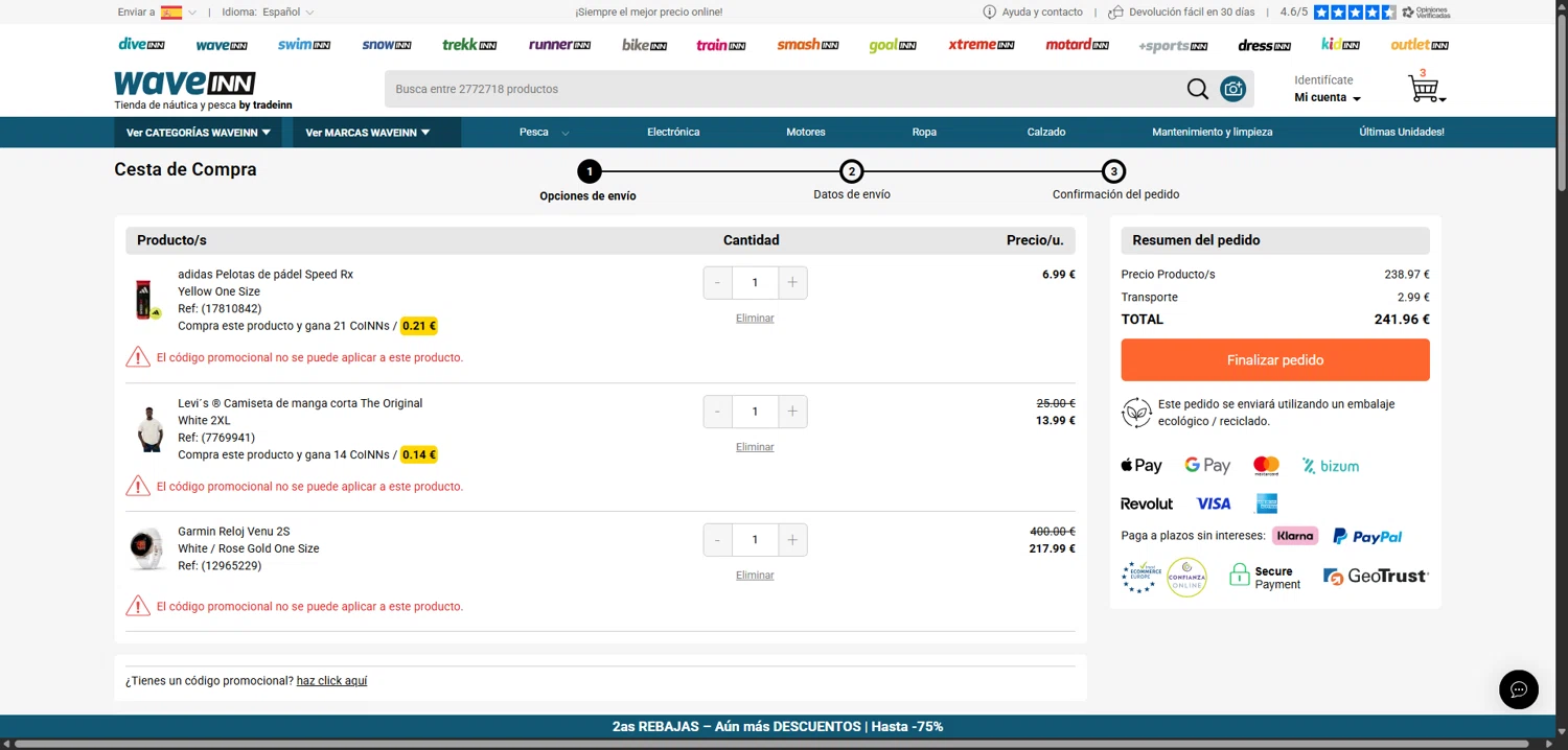 WaveINN promo code screenshot showing code R15NN applied at WaveINN checkout page. Uploaded by SimplyCodes community member SilverLynx3397 on Jan 14, 2026