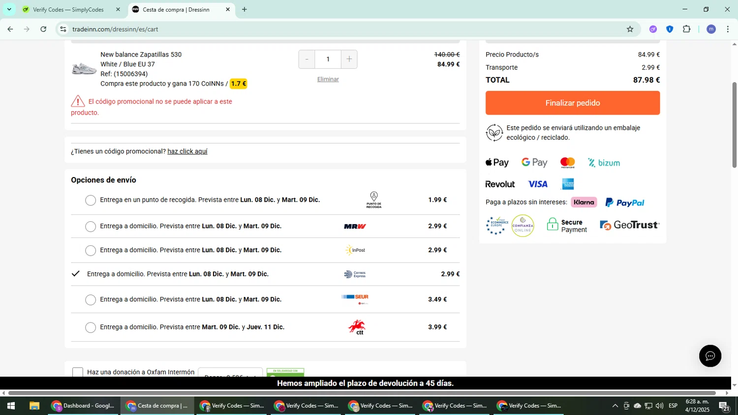 WaveINN promo code screenshot showing code 25MEG10 applied at WaveINN checkout page. Uploaded by SimplyCodes community member QuestDefender2661 on Dec 4, 2025