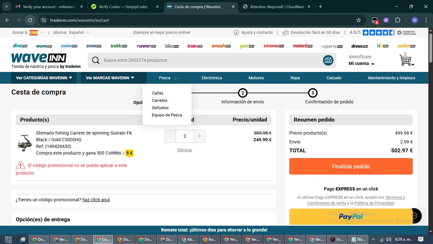 WaveINN checkout page showing WaveINN promo code box | Screenshot taken by SimplyCodes community member on Feb 20, 2026