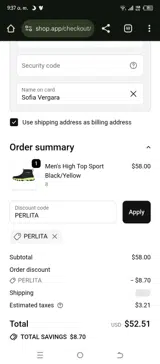 PERLITA coupon verification screenshot