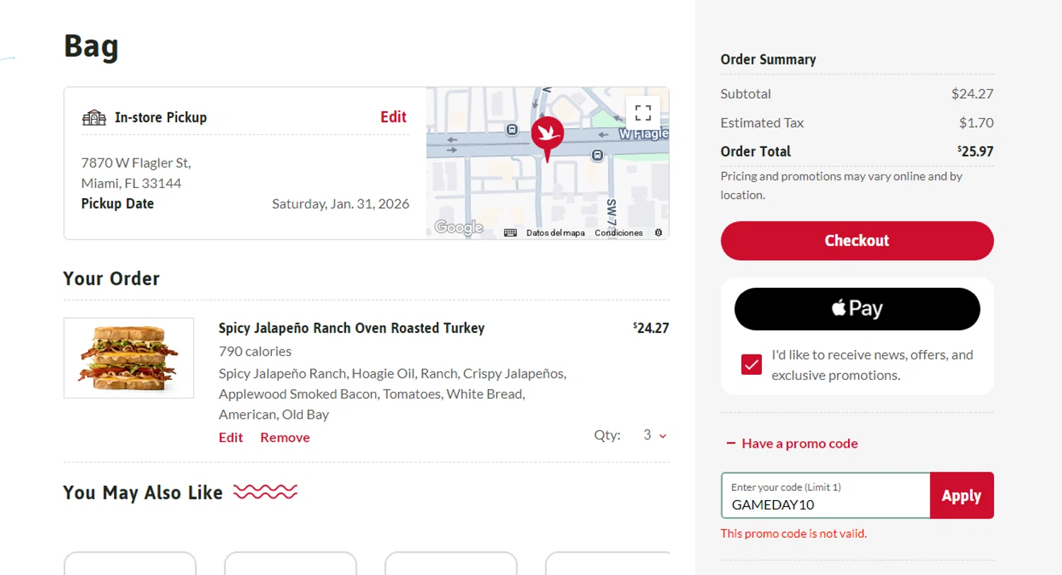 Wawa promo code screenshot showing code GAMEDAY10 applied at Wawa checkout page. Uploaded by SimplyCodes community member Josecaste on Feb 1, 2026
