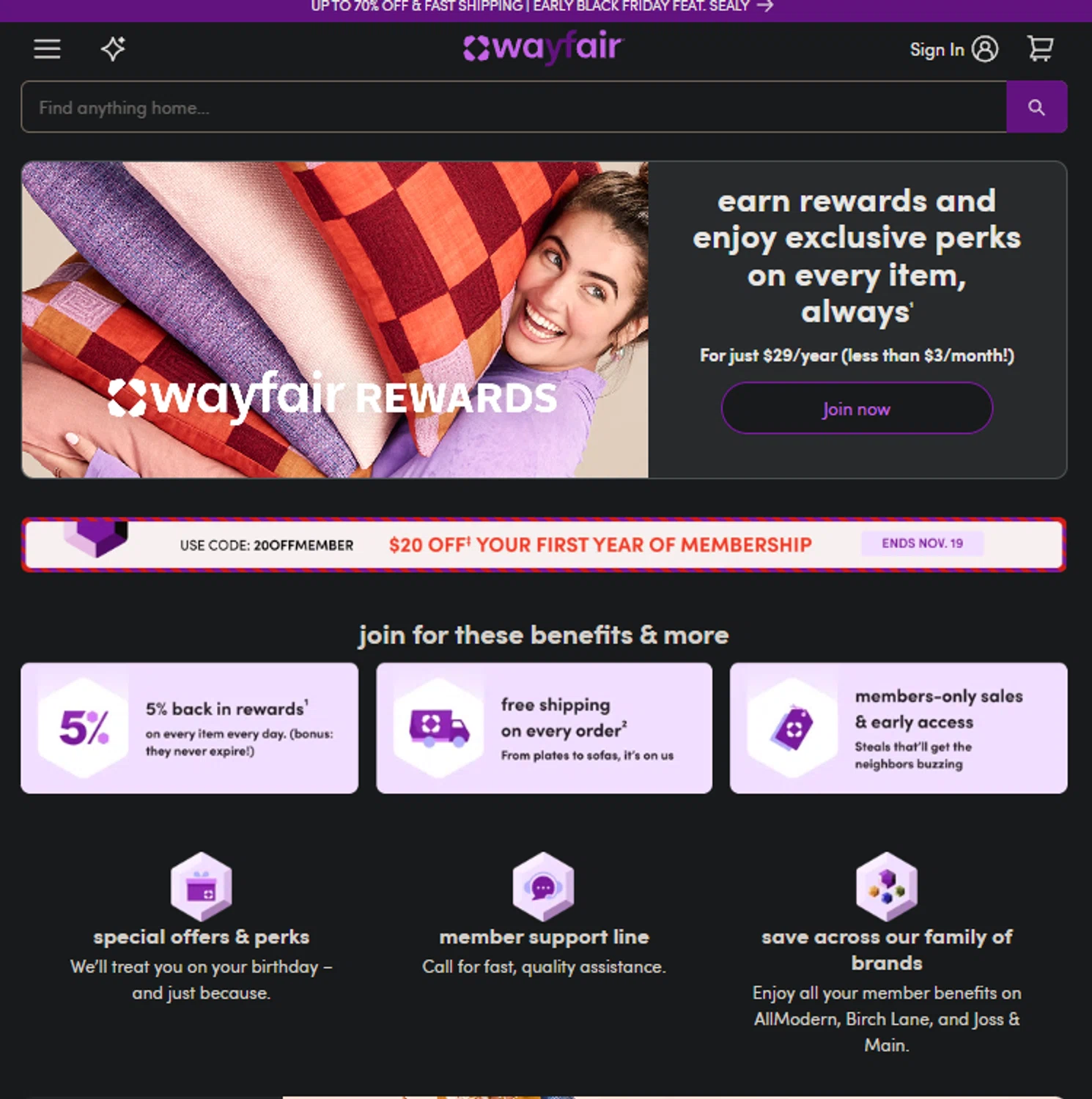 Wayfair Professional promo code screenshot showing code 20OFFMEMBER applied at Wayfair Professional checkout page. Uploaded by SimplyCodes community member SpiderGwen on Nov 19, 2025