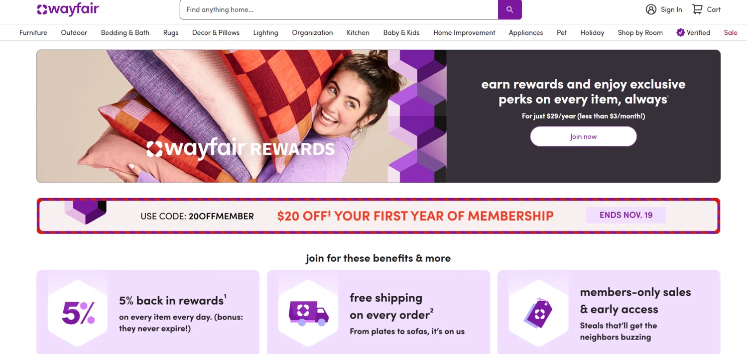 Verification screenshot for $20 Off Select Items at Wayfair Professional — 6mo ago