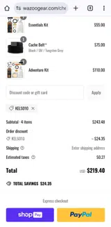 KELSO10 coupon verification screenshot