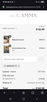 Ammaget15 coupon verification screenshot