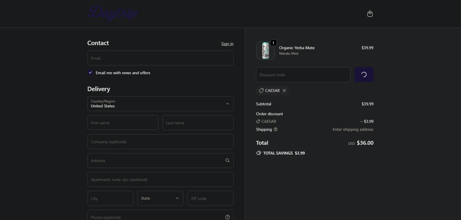 Daytrip promo code screenshot showing code CAESAR applied at Daytrip checkout page. Uploaded by SimplyCodes community member TreasureMaestro5413 on Sep 21, 2025