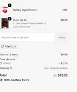 NEW15 coupon verification screenshot