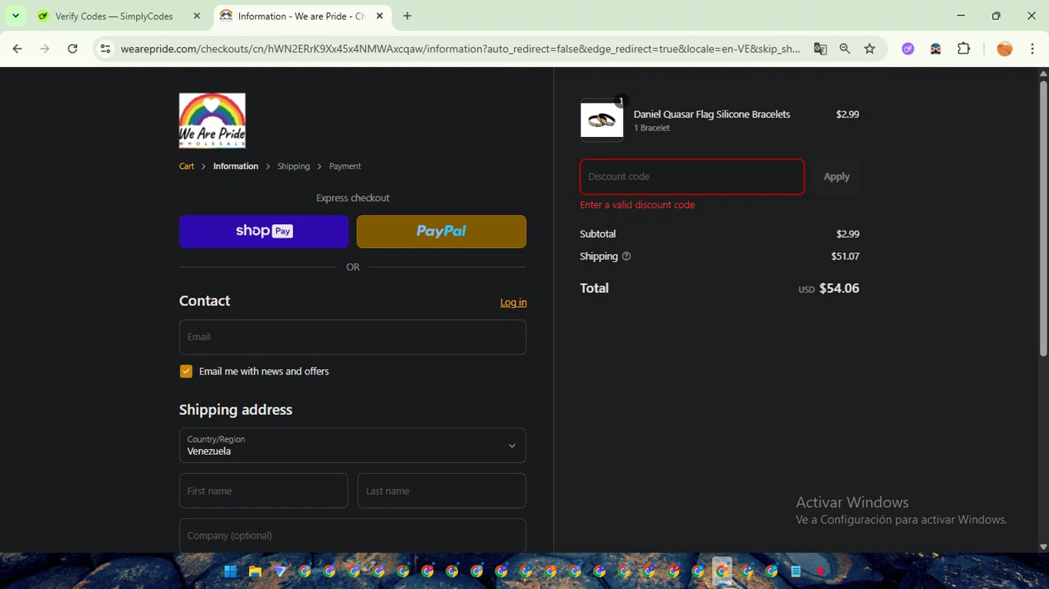 We Are Pride promo code screenshot showing code SAVE10APR applied at We Are Pride checkout page. Uploaded by SimplyCodes community member TreasureSentinel5290 on Aug 26, 2025