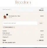 FREEDOMBRA15 coupon verification screenshot