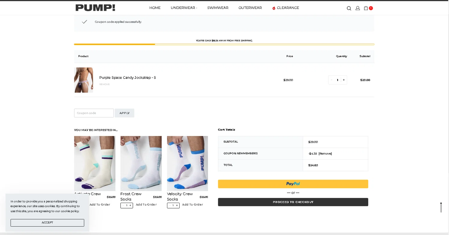 Pump checkout page showing Pump promo code box | Screenshot taken by SimplyCodes community member on Jul 27, 2024