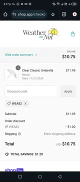 WEA82 coupon verification screenshot